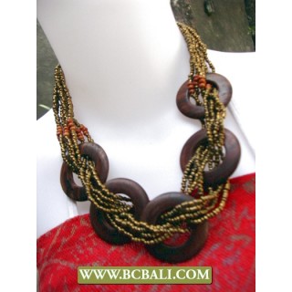 Bcbali Golden Beaded Wrap Wooden Necklaces